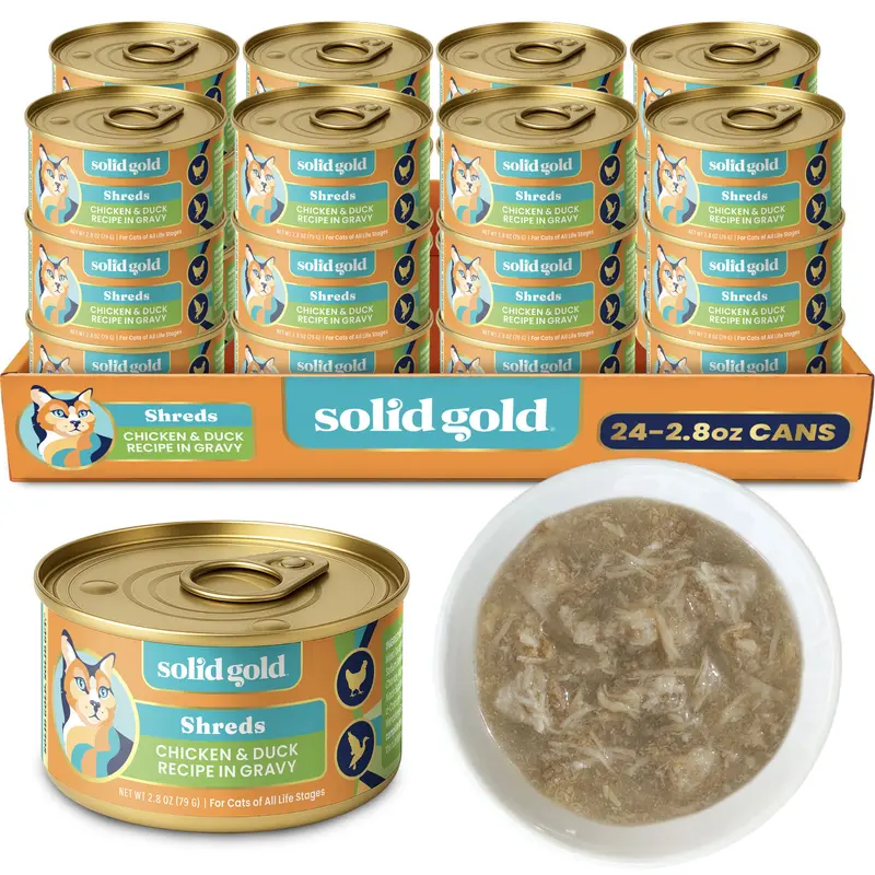 Solid Gold Nature's Harmony™ Chicken & Duck Wet Food for Cats - Calming Formula with Chicken Broth & Lean Shreds for Hydration & Sensitive Stomachs