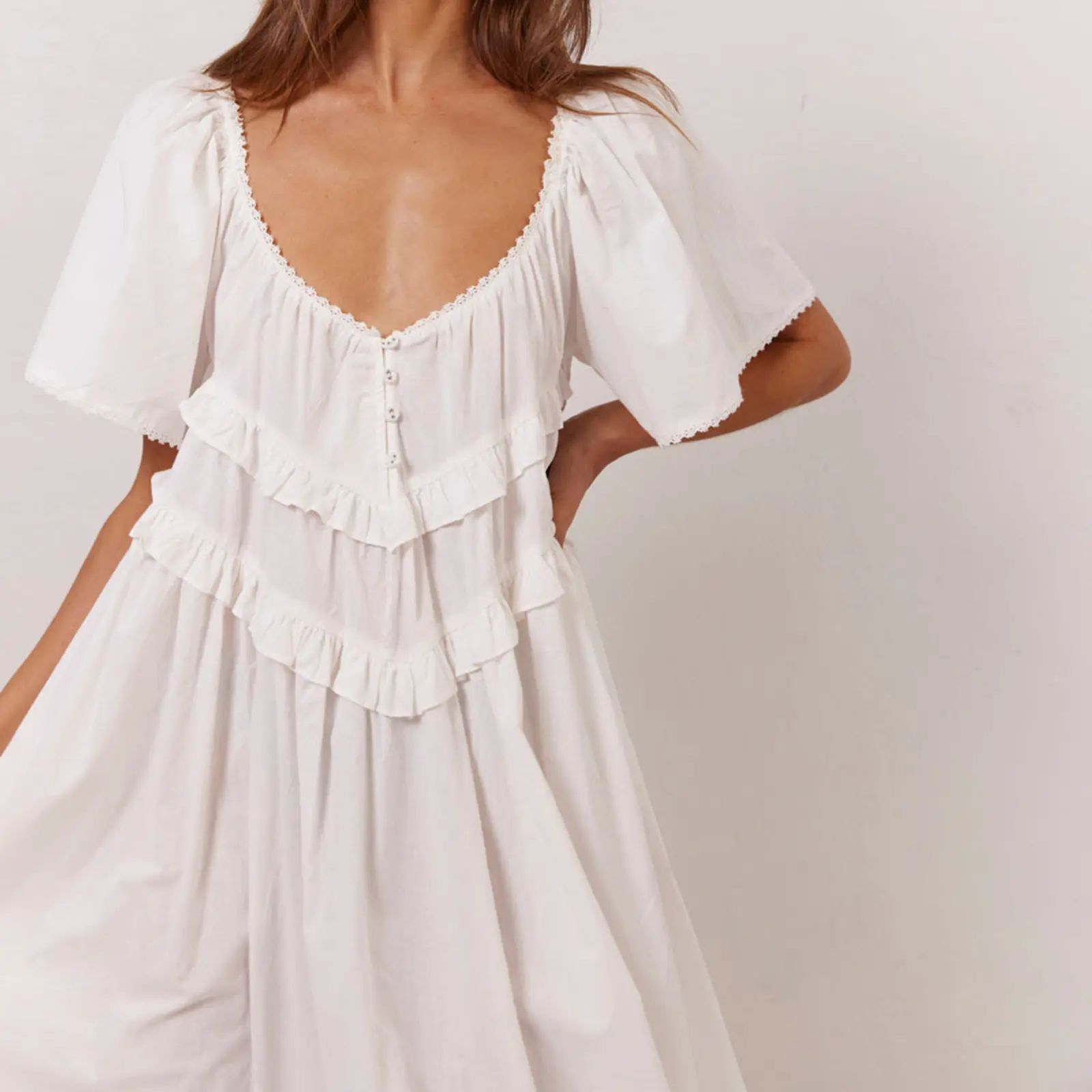 and yellow maxi dress Ruched Backless Lace Maxi Dress in Pastel Yellow - M