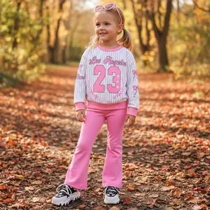 "Trendy Girls' 2-Piece Outfit Set - Ages 4-7. Spring & Autumn Fashion Loungewear in Pink & Purple. Adorable, Comfy, and Ready for Fun! Must-Have Kids' Apparel A must-have children's set for sports girls in spring and autumn