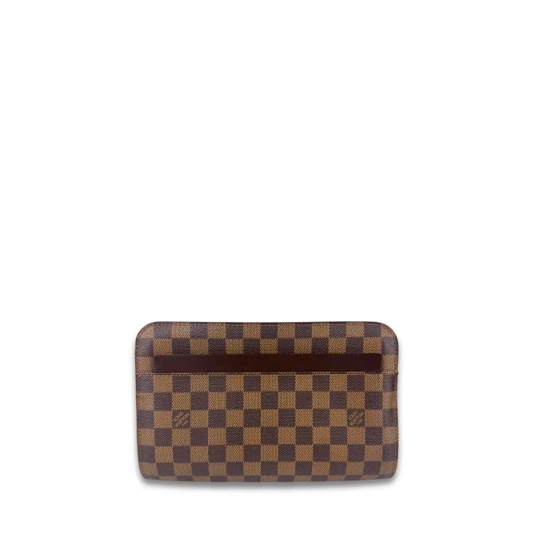 Pre-owned Louis Vuitton Coated Canvas Clutches & Wristlets Damier Ebene Saint Louis Wristlet Clutch