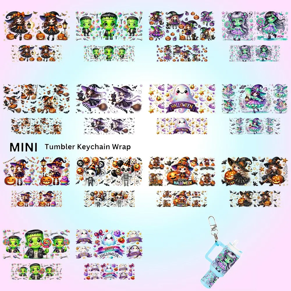 Halloween Themed Mini UV Keychain Packaging, Waterproof Durable Handmade Keychain Packaging, Ideal for Custom Gift Making, Keychain Decor