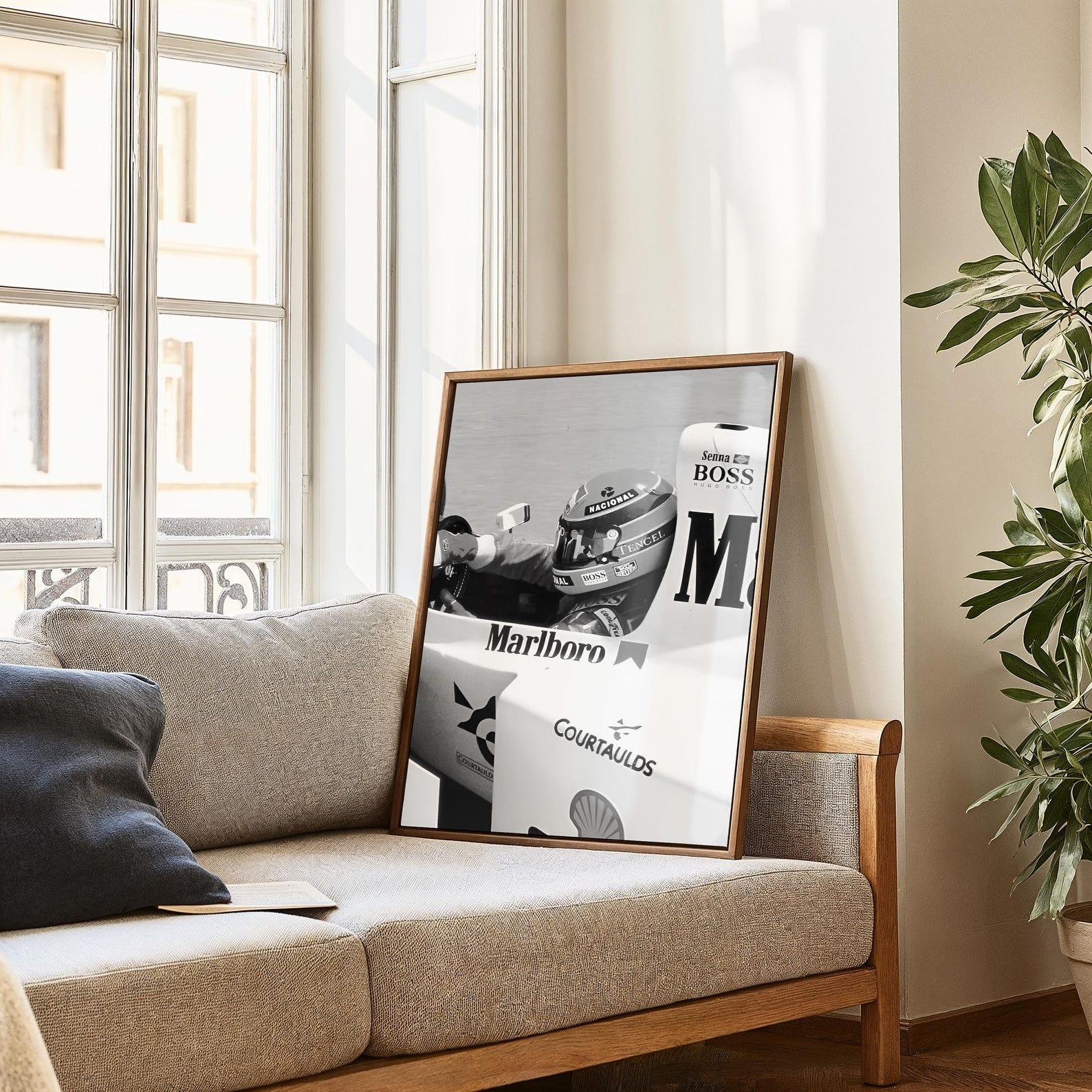 Marlboro - Ayrton Senna Poster,black And White F1 Poster - Image 7