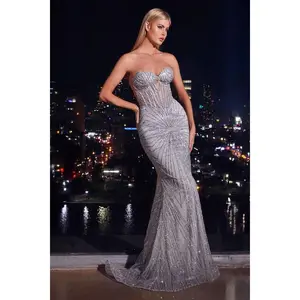 Alina Embellished Maxi Gown (Silver) prom  dress glamour dress size 2- 16