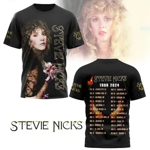 Women's Cotton Short-Sleeve Print Top - Stevie Nicks 2026 Tour Vintage Tee, Music Legend Tribute, Iconic Career Aesthetic Clothes