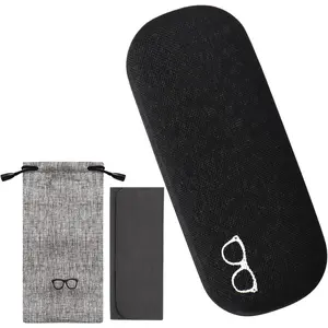 Unisex Hard Shell Eyeglasses Cases, Protective Case For Glasses, Linen Fabrics Large Glasses Case