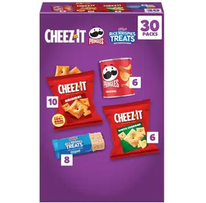 Kellogg's Cheez-It, Pringles & Rice Krispies Treats Snacks Mega Variety Pack, 30.1oz Box (30 Count)