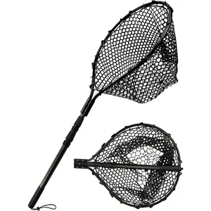 Large Rubber Landing Net for Saltwater - Heavy Duty Big Fishing Net, Kayak Folding Retractable With Long Handle