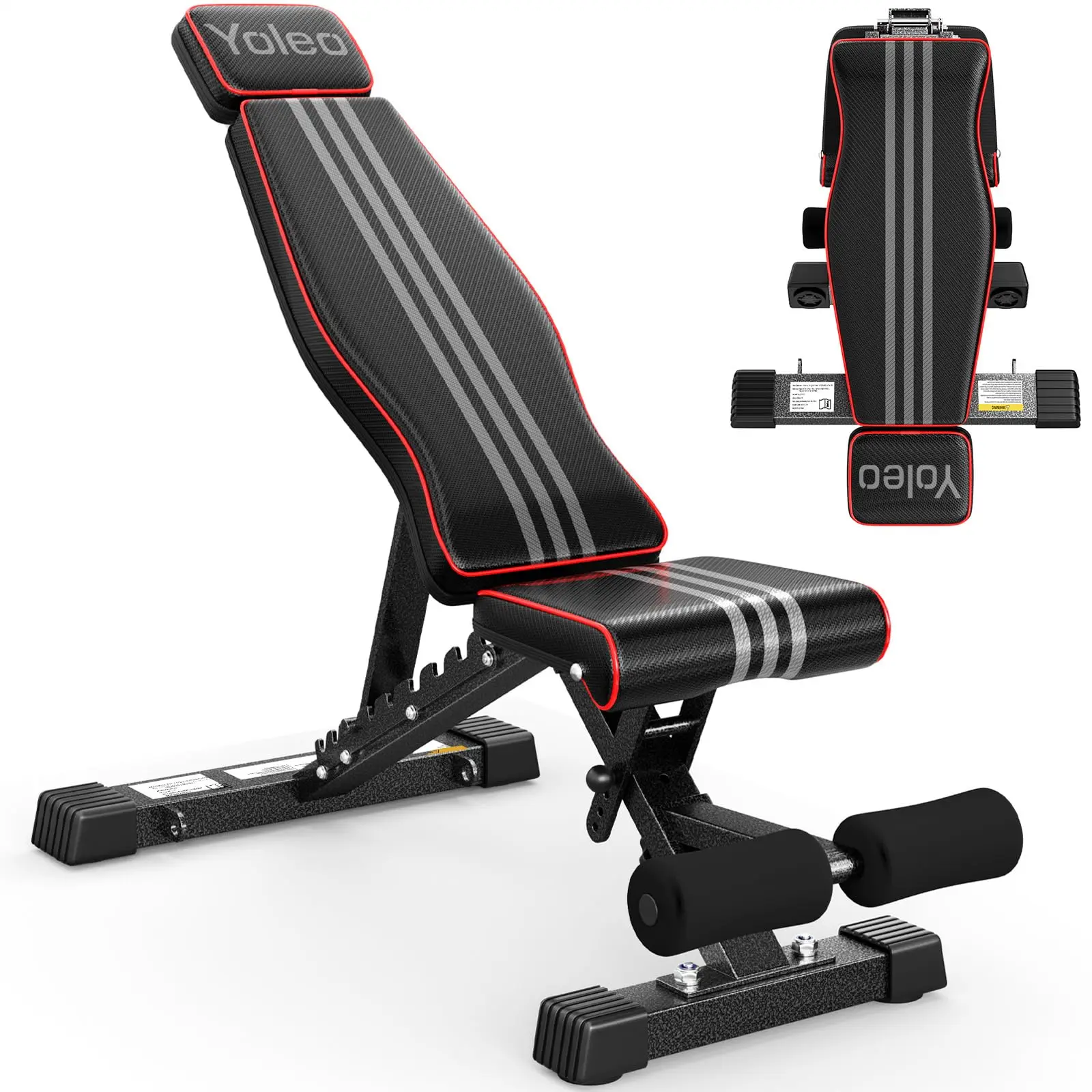 Yoleo Adjustable Weight Bench, Foldable Workout Bench for Home Gym Full Body Workout Strength Training, incline Decline Flat Utility Bench with Quick Adjustment
