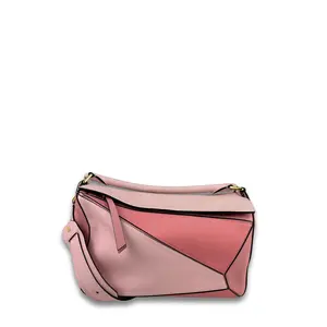 Pre-owned Loewe leather Crossbody Bags Pink Colorblock Medium Puzzle Bag 471701