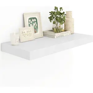 12" Deep White Floating Shelves,Over Toilet Long Wall Mounted Modern Farmhouse 36 inches,Wall Shelves with Invisible Brackets for Bedroom, Bathroom, Living Room, Kitchen, Set of 1
