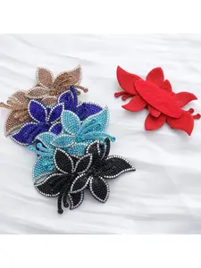2PCS New Sparkle Crystal Orchid-Shaped Fabric Patch DIY Premium Women's Shoes, Hats, Apparel, Accessories & Trim