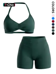 Summer Halter Bra and Shorts Set, Seamless Shaping Gym Wear, Workout Sets Women, Strong Support, High Elasticity, Ideal for Women, Perfect for Fitness