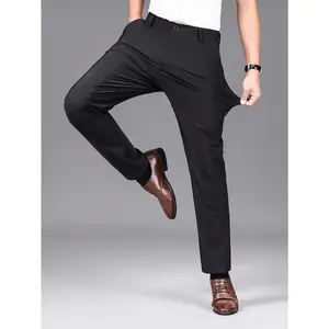 [Regular Fit Black Dress Pants] Men's Dress Pants, Wrinkle-Free Black Business Slacks, Lightweight Stretch Woven, Regular Fit