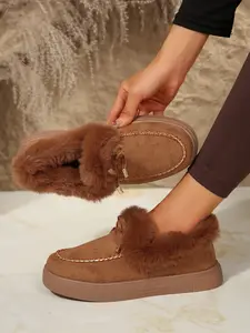 Women's Fashionable Warm Ankle Boots, Size 36-43, Casual Round Toe Thick Sole Shoes, Comfortable Winter Footwear for Women