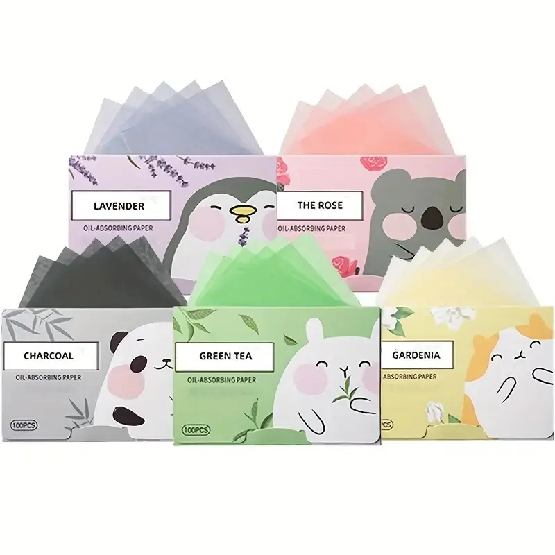 Oil Blotting Sheets for Face - MAQIHAN 5 Scents,100 Counts Oil Absorbing Sheets Blotting Paper for Oily Control Skin Paper,Must Have Face Oil Sheets Premium Bamboo Charcoal Blotter Paper for Women