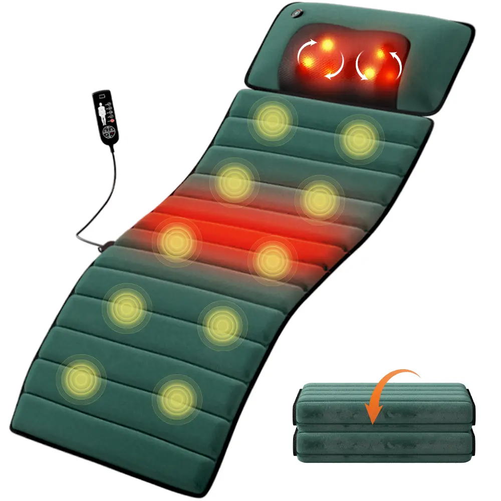 Full Body Shiatsu Massage Mat with Heat & Red Light Therapy  10 Vibration Motors for Ultimate Relaxation