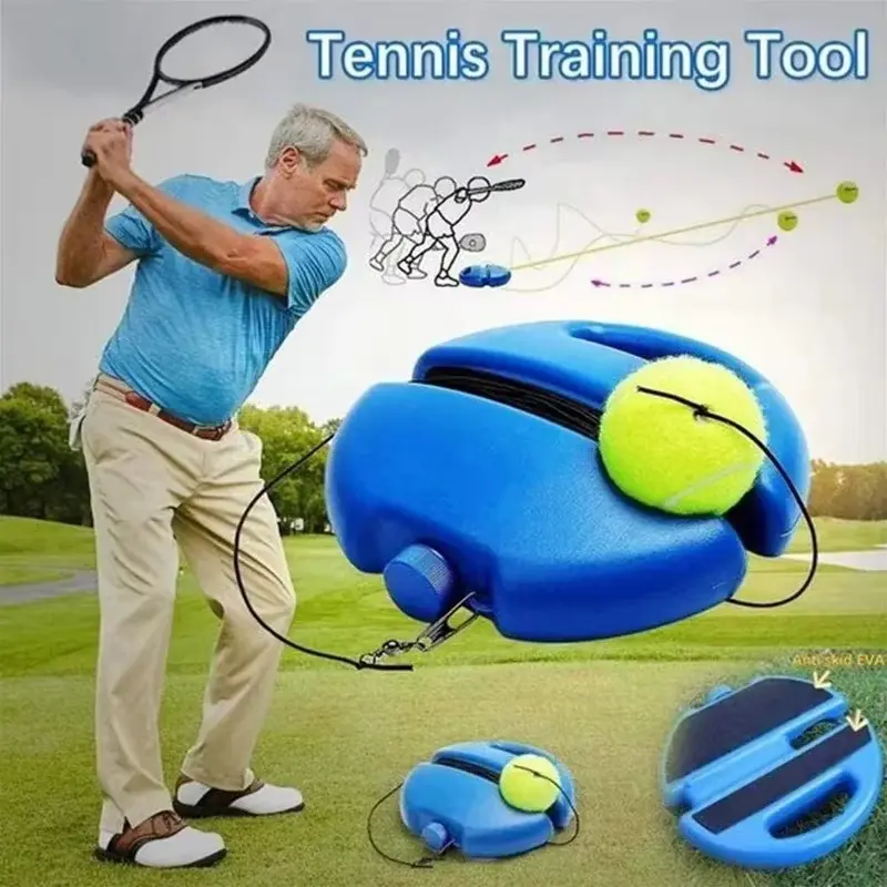 Heavy Duty Tennis Training Aids Base with Elastic Rope Ball Practice Self-Duty Rebound Tennis Trainer Partner Sparring Device Does not apply