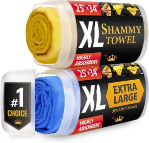 XL Shammy Towel for  - 2pk (34x25) - Super Absorbent Chamois Cloth - Spots & Scratch-Free -   Drying Towels