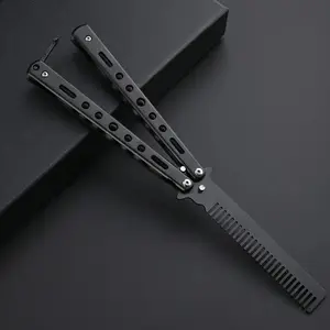 "Stainless Steel Folding Butterfly Comb – Safe Practice Tool for Beginners | Beard Styling & Grooming | Durable & Portable Design