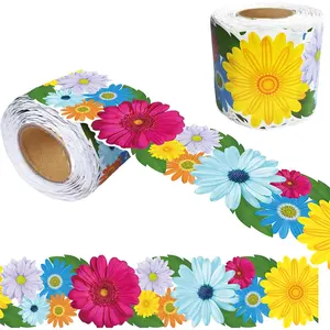 69 Feet Spring Bulletin Board Borders Daisy Flower Border Trim Classroom Bulletin Board Decoration Spring Floral Paper Cutouts for Spring Summer Classroom School Wall Home Decor