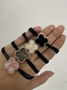 4pcs High-End Rubber Bands Hair Accessories, Korean Style Hair Ties, Non-Damaging Elastic Headbands, Women's Hair Decorations