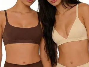 Women's Plain Ultra-Soft Seamless Wireless Invisible Bralette - Lady's Basic Comfortable Minimalist No-Show Piece, Women's Clothes for Summer Outdoor Fun, Versatile Everyday Underwear Style