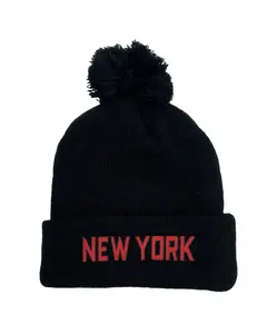 NEW YORK POM POM BEANIE - BLACK