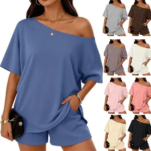 Women Oversized Short Sleeve Tees Off Shoulder Design Shirts Casual Spring Summer Basic Clothes outdoorfun