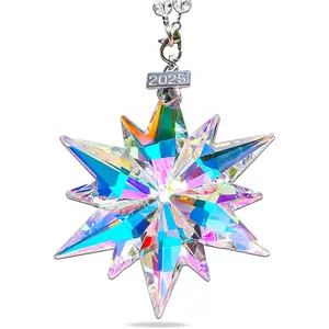 2025 Annual Christmas Ornaments Crystal Snowflake Star, Sparkly Crystal Ornaments for Christmas Tree, Beautiful Christmas Ornaments for Women Girls