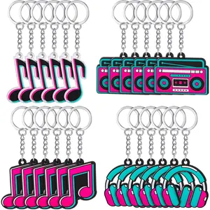 Fumete Music Party Favors Keychain Gift for Music Lover Kid Musical Note Themed Keychain Bulk Christmas Karaoke Supplies