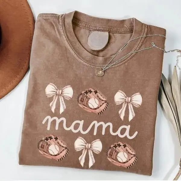 Baseball Mama Washed Cotton T-Shirt, Coquette Game Day Tee, Baseball Season TShirt, Sport Mom Gift, Baseball Fan Tee, Cute Game Day T-Shirt
