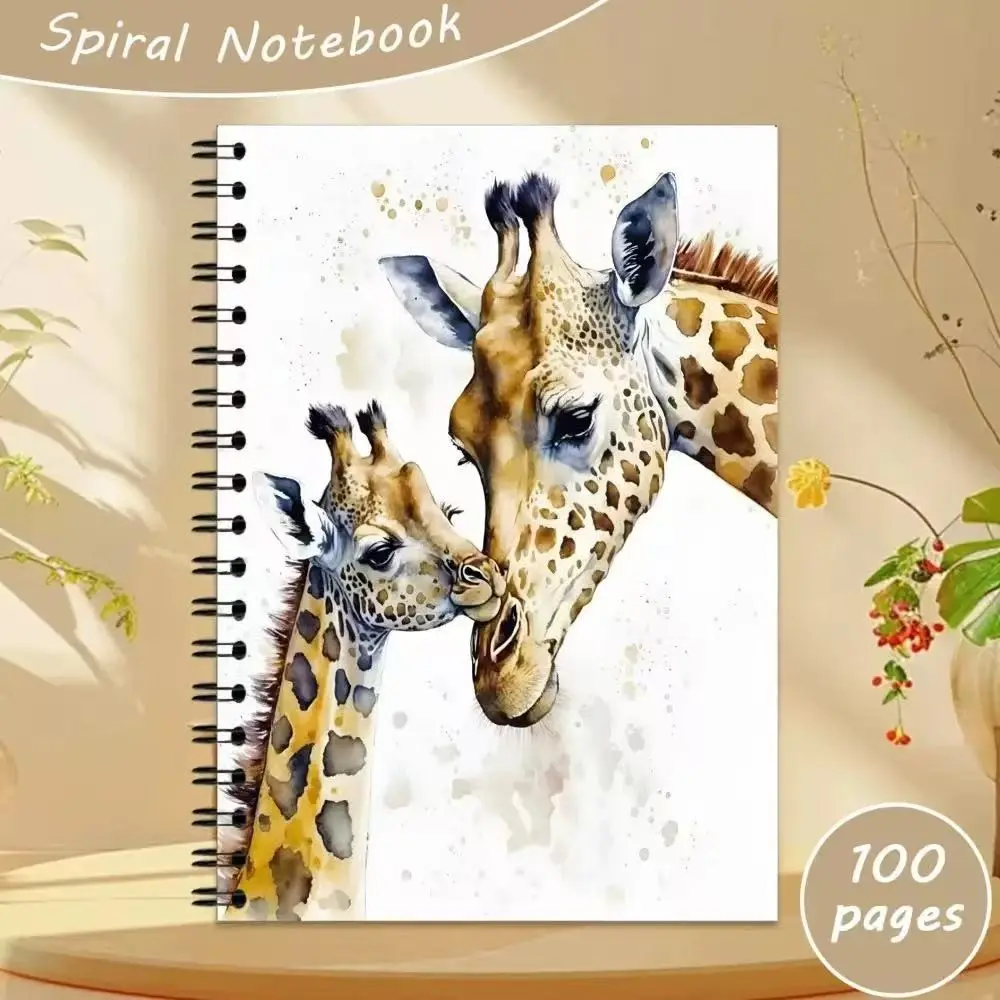 New Bestselling A5 Giraffe Kiss Mother Notebook, 100 Pages Sketchbook, Spiral Coil Journal, Ideal for Drawing and Writing