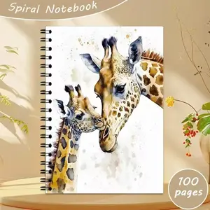 New Bestselling A5 Giraffe Kiss Mother Notebook, 100 Pages Sketchbook, Spiral Coil Journal, Ideal for Drawing and Writing