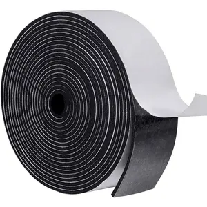 Weather Stripping Door Seal, 2 Inch Wide X 1/8 Inch Thick Adhesive Foam Tape Soundproof Weatherstripping for Windows, 1 Roll Total 16FT Black