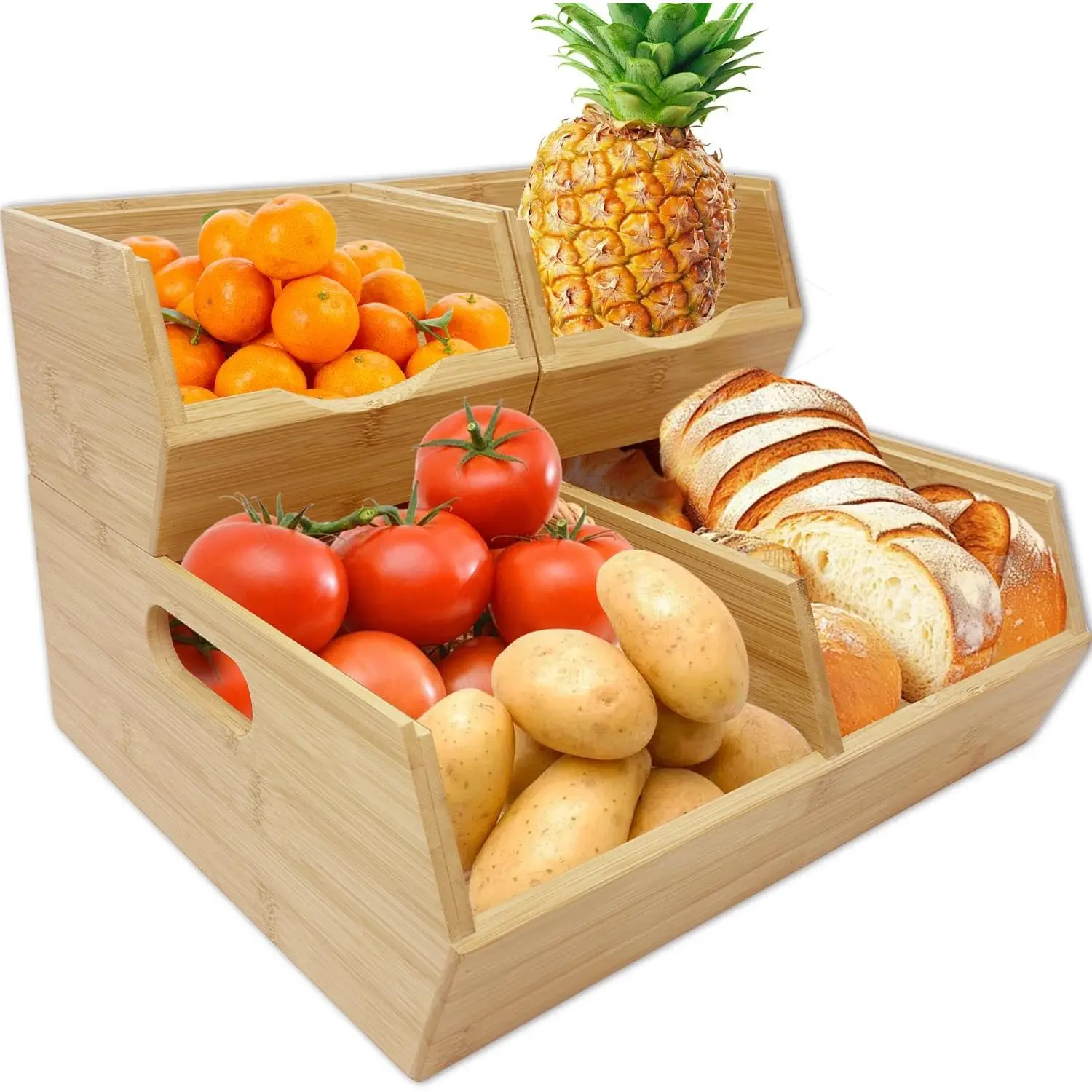 Stackable Pantry Storage Bins  and Onion Storage,Fruit Basket for Pantry Organization,Fruit Bowl for Kitchen Counter,Fruit and Vegetable Storage ()