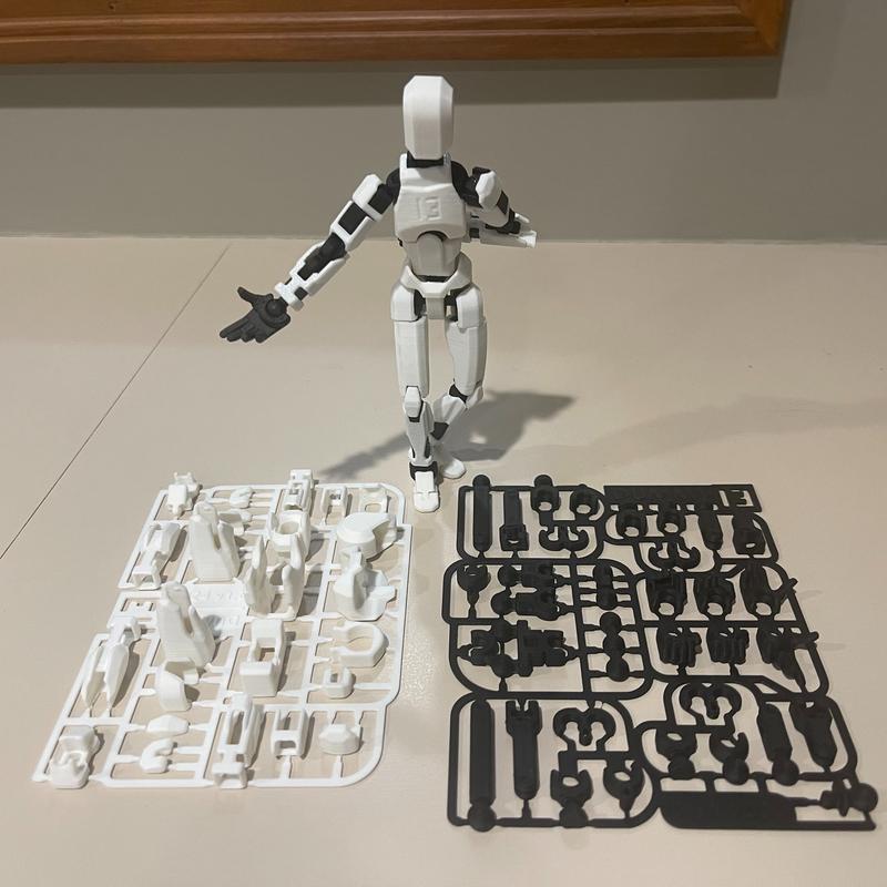 3D Printed Dummy 13 Action Figure with Moveable Joints White and Black Collectible Toy 5 Inch Tall Eco-Friendly PLA Material