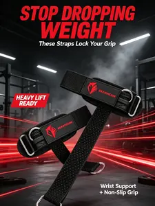 Weight Lifting Straps, D-Ring Padded Lifting Wrist Straps 1 Pair Breathable Anti-Slip Grip Wrist Support Adjustable Wrist Wraps For Deadlift Pull Up Row Crossfit Workout Reduce Forearm Fatigue Gym Accessories For Men Women Pow erlifting Gear