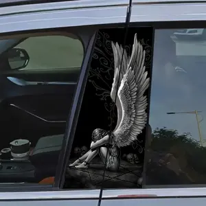 Crying Angel Car Stickers, Decal For Cars, Vinyl Printing, Matte Design, Scratch-Resistant Waterproof, B Pillar Protection, Self-Adhesive, Rectangular, 25cm X 50cm