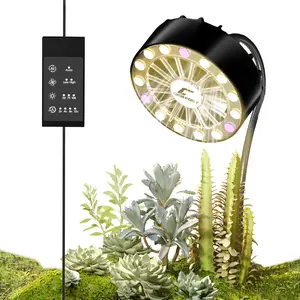 Grow Lights for Indoor Plants,Clip on Full Spectrum Led Plant Grow Light with Integrated Circulating Fan,Small Plant Lights for Indoor Growing with Timer and Dimmable(15W Light,5W Fan),1 Pack