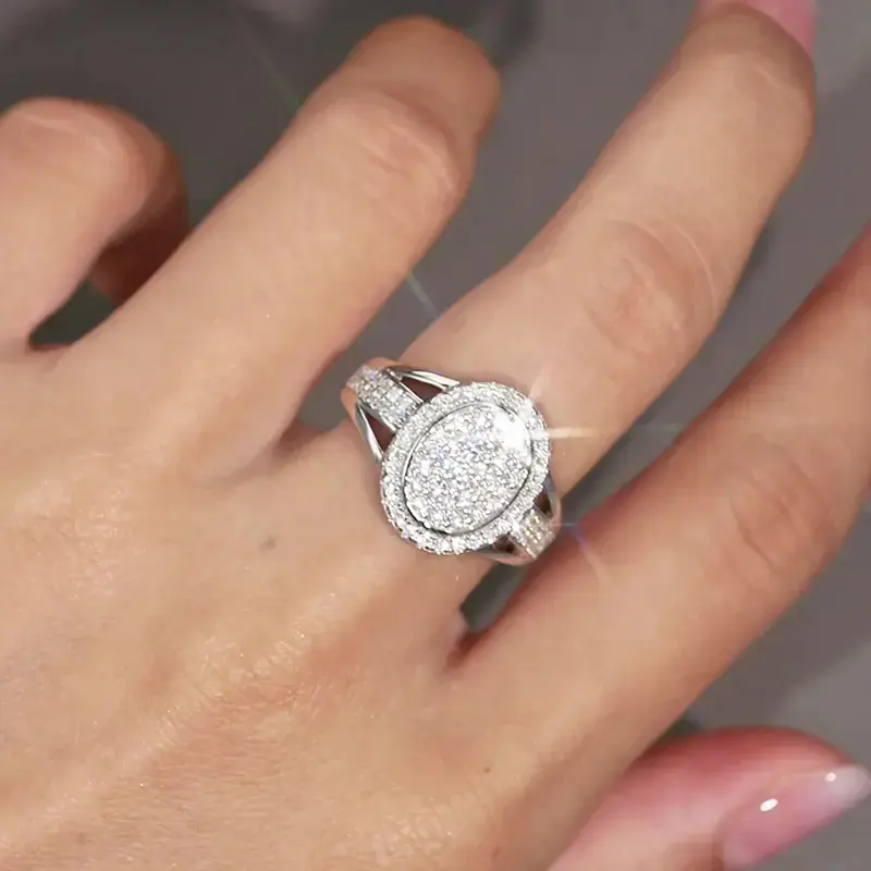 Exquisite Full Zircon Diamond Rings for Women S925 Silver Jewelry Women's Zircon Rings for Engagement Wedding Party Ring