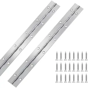 2 count Piano Hinge, 12 Inch Stainless Steel Hinges with Holes and 24 count Stainless Steel Screws, Piano Heavy Duty Hinges, Suitable for Cabinets, DIY Storage Boxes, and Marine Scenarios