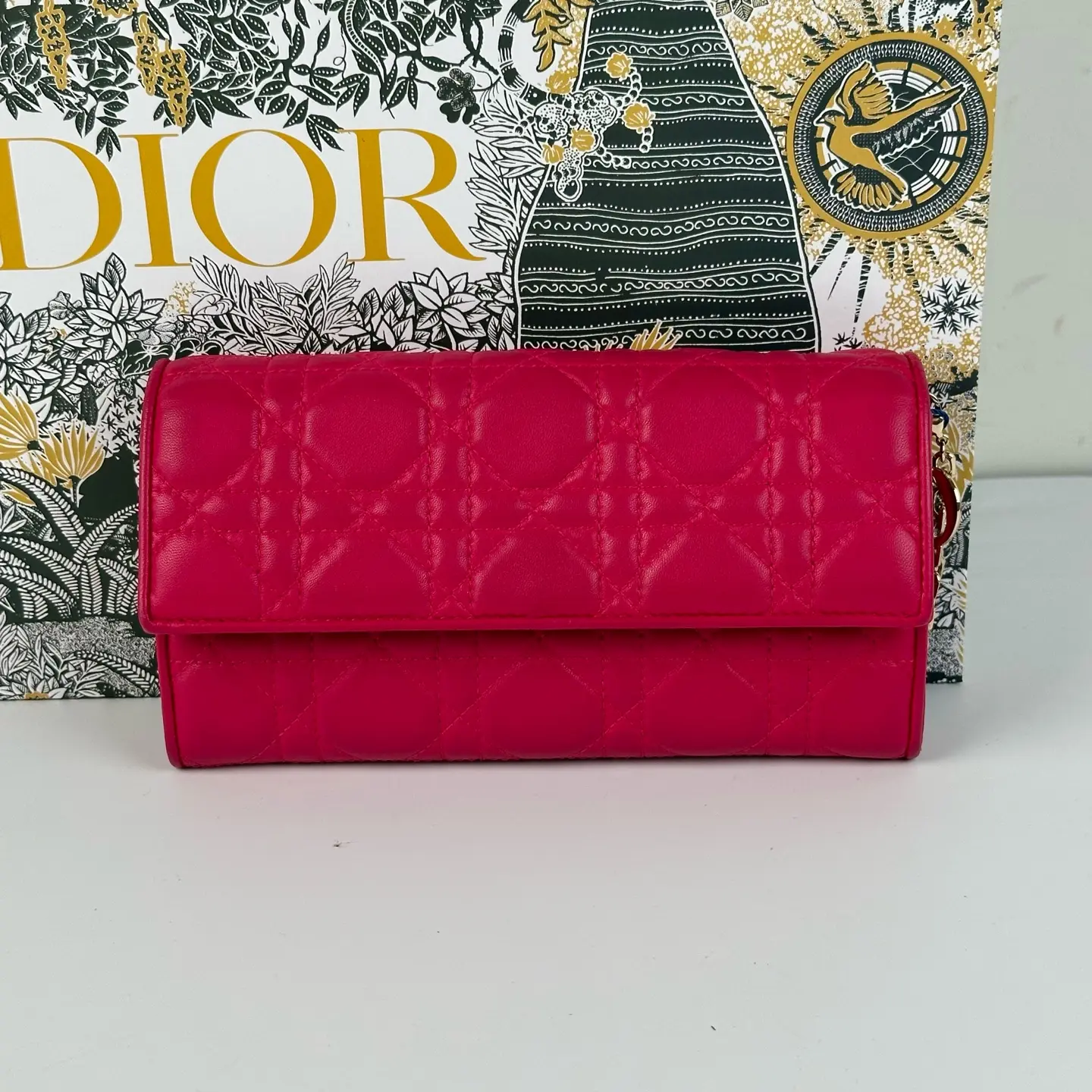 Pre-owned Dior Pink Flap Wallet TK0138 CC0251