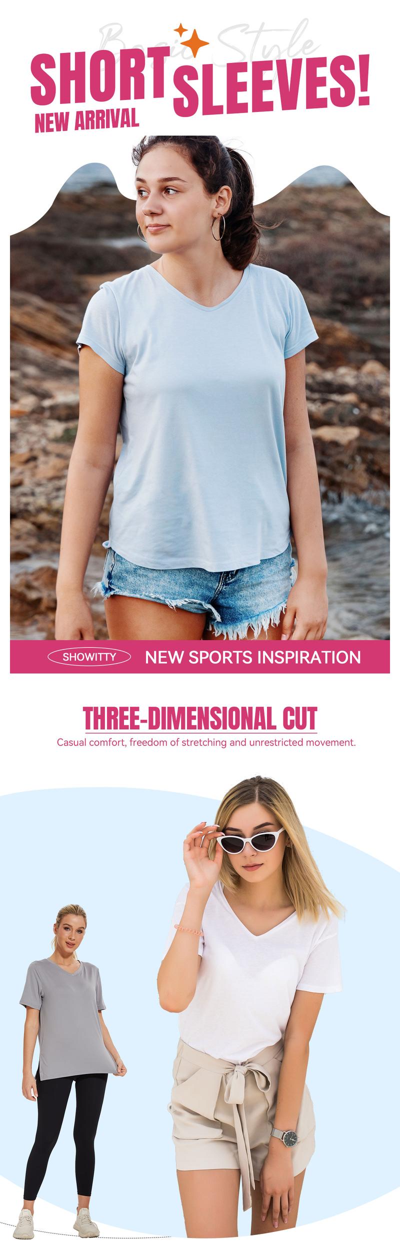 SHOWITTY 1/3 Pack Women's Plus Size Short/Long Sleeve T-Shirts - ‌Lightweight Casual V-Neck Tops for Fall, ‌Breathable Loose Fit‌, Comfortable Basic Tees #TikTokShopHolidayHaul