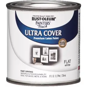 Painter's Touch Ultra Cover Latex Paint, Flat White, 1/2-Pint