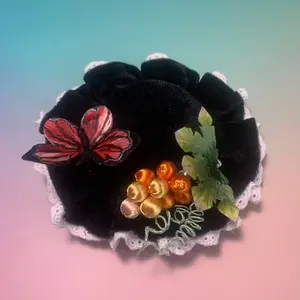 Handmade (Intangible Cultural Heritage) Velvet Flower: Grape & Butterfly-shaped Mini Hat Hair Clip