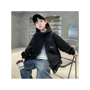Boys 2026 New Stylish Spring Autumn Clothing Big Boys Jacket Cool Windbreaker Outdoor Fashion Trendy Style 100% Polyester Hooded Long Sleeve Regular Fit