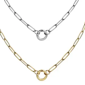 Necce's Stainless Steel Clip Charm Keeper Necklace Unisex with Zodiac Charms