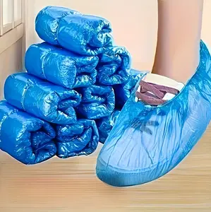 100pcs Blue Disposable Shoe Covers for Cleaning Travel Hotel and Household Use Hygiene Supplies Home Essentials Pack Lightweight cloth roll 75