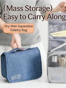 Travel Makeup Bag, Cosmetic Organizer, Wash Kit Hook Bag, Dry Wet Separation, Portable Handheld, Essential Travel Accessories