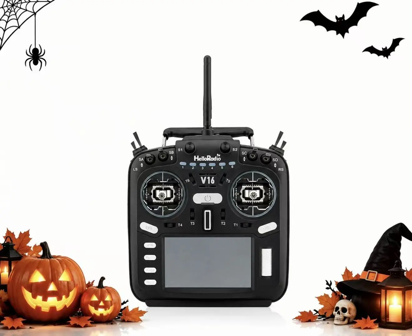 HelloRadio V16 MAX ELRS Transmitter with 4.3" IPS Touch Panel, ESP32-C3-Mini, Bluetooth, AI Voice Assistant, Dual Module Options, EdgeTX Open-Source System, 3 Voltage & Current Measurement Units, 4-in-1 Remote Control for Electric RC Toy Accessories